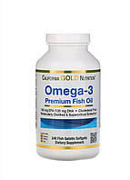 Омега-3 для взрослых в рыбно-желатиновых капсулах, рыбий жир, Omega-3, California Gold Nutrition, 240 капсул