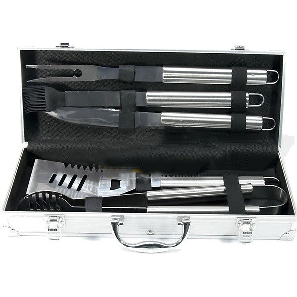 Набір для барбекю 5 предметів в металевому кейсі, фото 1