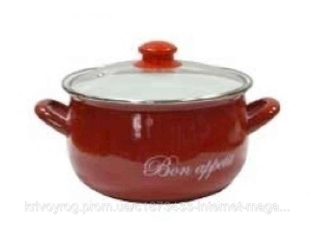 Каструля глибока 2,1л d=16 Bon appetit червоний (Т)2234С 00070982 ТМ INTEROS, фото 1