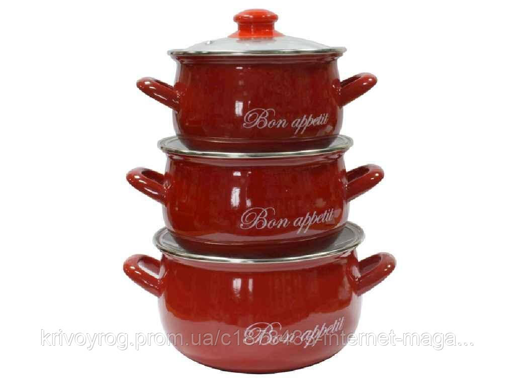 Набір ем. посуду 3-предмети кр. скло, Bon appetit (Т)2234С 00070440 ТМ INTEROS, фото 1