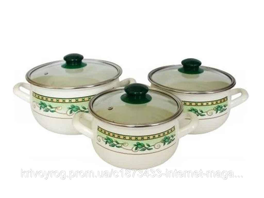 Набір ем. посуду 3-предмети кришки скло, Оливки (Т)2243 00057119 ТМ INTEROS, фото 1