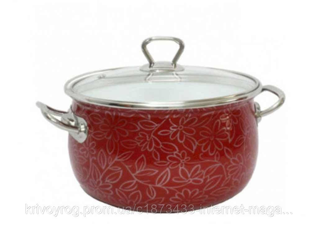 Каструля глибока 3,1л d=18 рельєф Ажур Червоний 2598 В (Т) 67222 ТМ INTEROS, фото 1