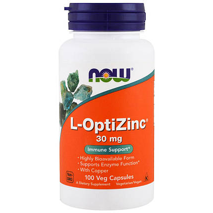 Цинк NOW Foods L-OptiZinc 30 мг 100 капсул, фото 1