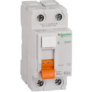 Диференціальний вимикач (ПЗВ) Schneider Electric Домовий ВД63, 2P 63А 300 мА, 11456, фото 2