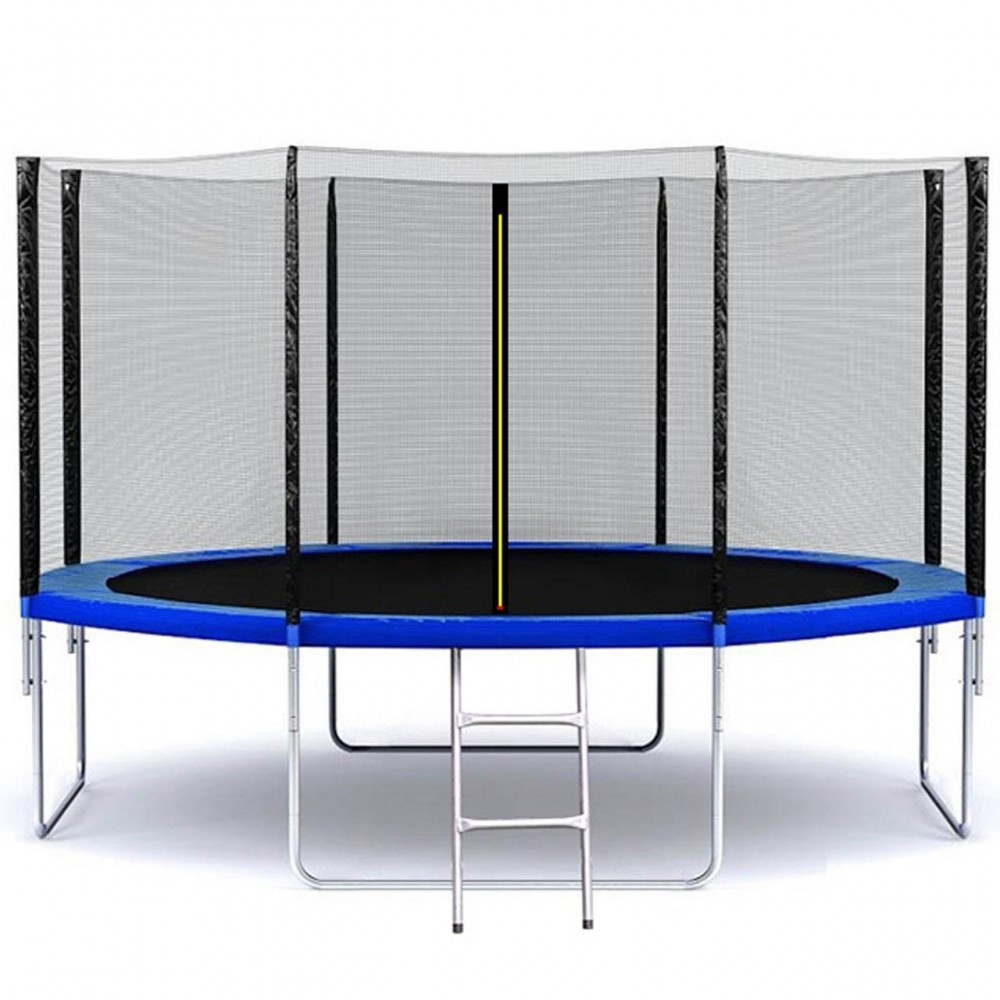 Великий батут для дітей і дорослих діаметром 435 см із зовнішньою сіткою Atleto синій, фото 1