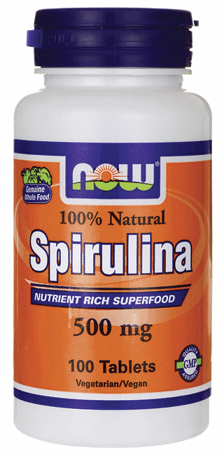 Спіруліна органічна Now Foods Spirulina 500 mg 100 Tabs, фото 1