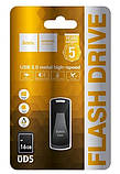 Металева флешка з поворотним механізмом HOCO USB UD5 16GB, чорна (SH011333), фото 2