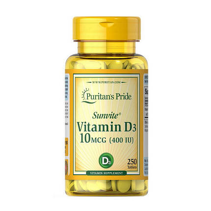Вітамін Д Puritan's Pride Vitamin D3 400 IU 250 таб, фото 1