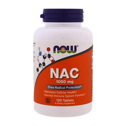 N-Ацетил-цистеїн NOW NAC 1000 mg 120 таб, фото 3