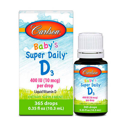 Вітамін Д3 для дітей Carlson Labs baby's Super Daily D3 400 IU 10.3 мл, фото 2