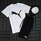 Чоловічий комплект Пума (Puma) — білі шорти, чорна футболка та чорна кепка/Тришні комплекти для чоловіків, фото 3