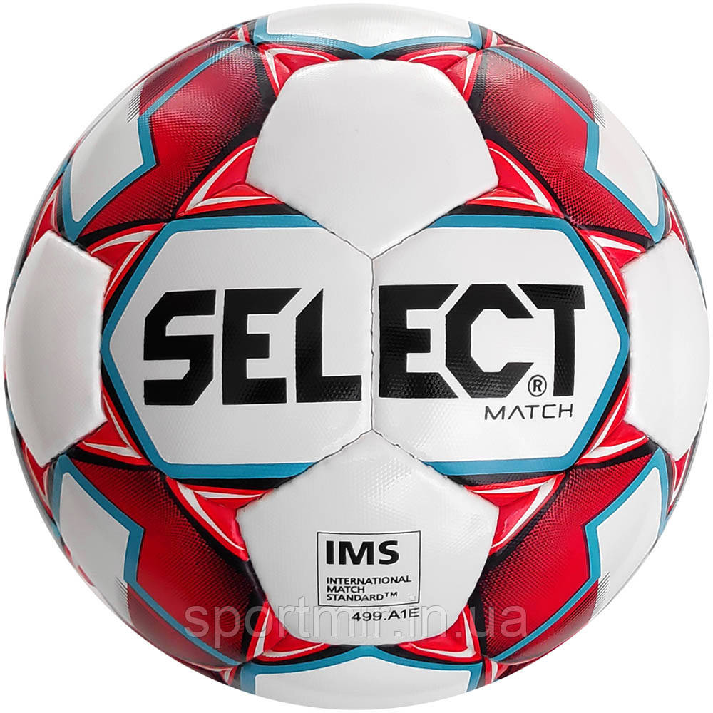 М'яч футбольний SELECT Match IMS (018) білий/черв р.5 (3875346059), фото 1