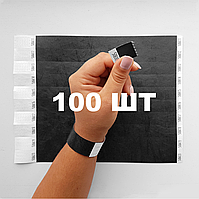 100 шт - Паперові контрольні браслети Tyvek — 3/4" Чорний