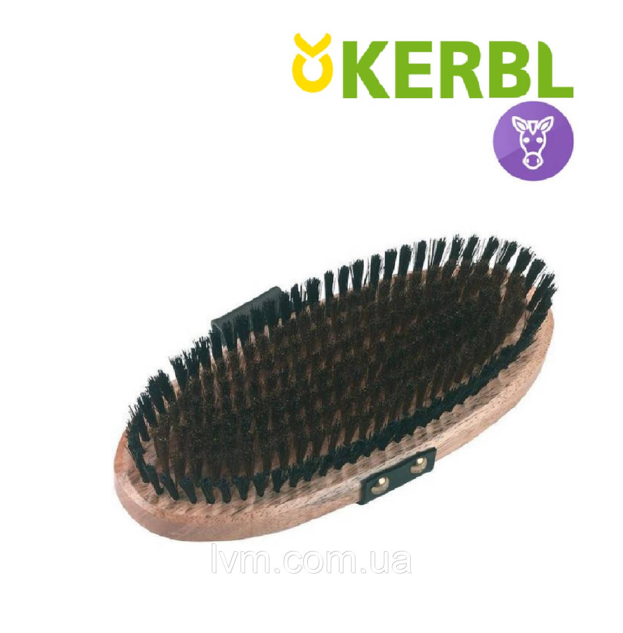Щетка с латунным ворсом для лошадей (21.5 см), с кожаной ручкой KERBL (Германия)