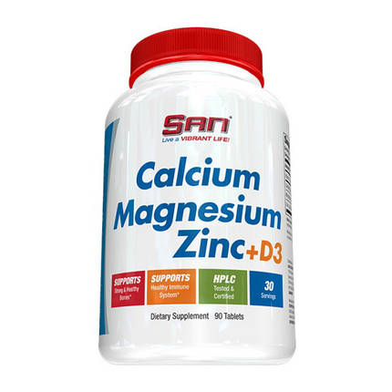 Кальцій магній Д3 SAN Calcium Magnesium Zinc D3 90 табл, фото 2