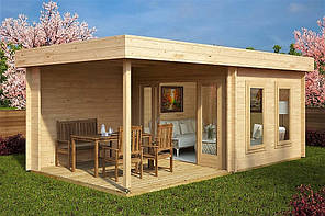 Бесідка дерев'яна з профільованого бруса із закритою кімнатою 6х3 м. низька ціна від виробника