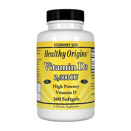 Вітамін Д3 Healthy Origins Vitamin D3 2000 IU 360 гел капс, фото 3