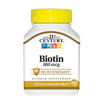 Біотин 21st Century Biotin 800 mcg 110 таб, фото 2