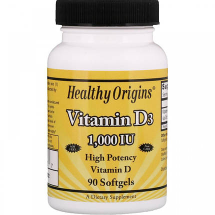 Вітамін Д3 Healthy Origins Vitamin D3 1000 IU 90 капс гел, фото 3