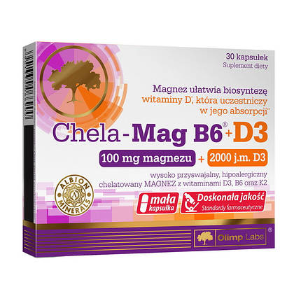 Магній + Д3 OLIMP Chela-Mag B6 plus D3 30 капс, фото 2