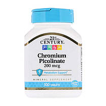 Хром 21st Century Chromium Picolinate 200 mcg 100 таб, фото 3