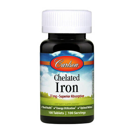 Залізо Carlson Labs Chelated Iron 27 mg 100 таб, фото 2
