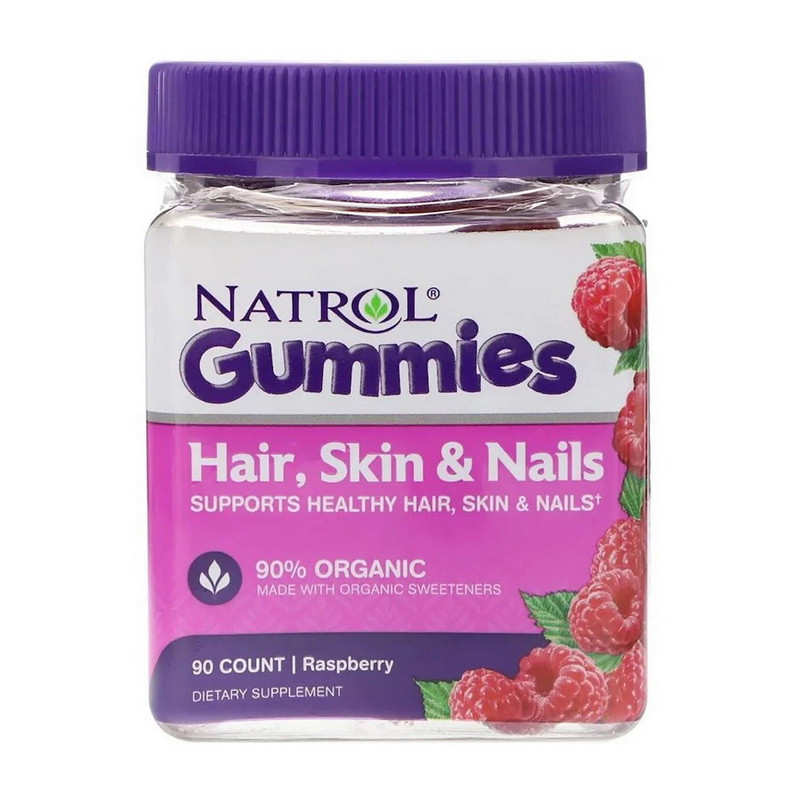 Для шкіри, волосся і нігтів Natrol Gummies Hair, Skin Nails 90 цукерок