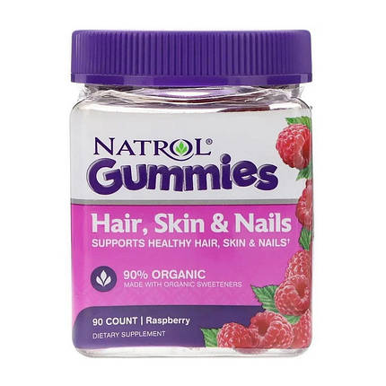 Для шкіри, волосся і нігтів Natrol Gummies Hair, Skin Nails 90 цукерок, фото 2