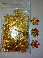 Пайетки Цветочек фольга 6г золото (голограмма)