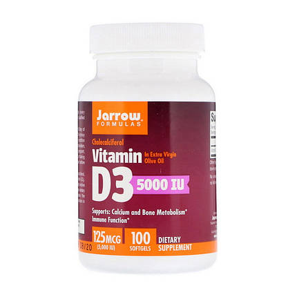 Вітамін D3 Jarrow Formulas Vitamin D3 125 мкг 100 гел капс, фото 2