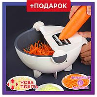 Багатофункціональна терка-овочерізка з контейнером Basket Vegetable Cutter. Терка овочерізка з насадками 5 в 1