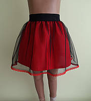 Дитяча червона спідничка з мереживом, на резинці, розмір 110