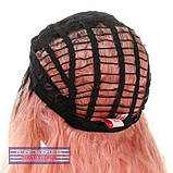 Найдовший хвилястий перуки з штучного волосся Erin AT без чубчика, термоволосы, колір рожевий, фото 6