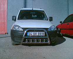 Кенгурятник низький з грилем на Opel Combo 2000-2009 (з написом)