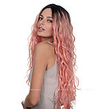 Довга перука термоволосся на сітці - полусистема Ann Full Lace колір рожевий, фото 3