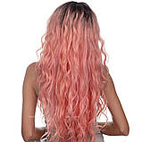 Довга перука термоволосся на сітці - полусистема Ann Full Lace колір рожевий, фото 5