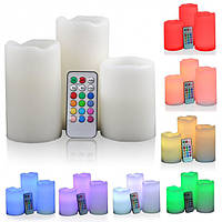 Светодиодные свечи набор с 3 шт Luma Candles Color Changing на батарейках, отличный товар