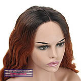 Довга жіноча перука 80 см термоволосся на сітці - полусистема Hilda Full Lace колір каштановий, фото 5