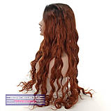 Довга жіноча перука 80 см термоволосся на сітці - полусистема Hilda Full Lace колір каштановий, фото 3