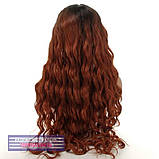 Довга жіноча перука 80 см термоволосся на сітці - полусистема Hilda Full Lace колір каштановий, фото 4