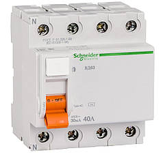 Диференціальний вимикач (ПЗВ) Schneider Electric Домовий ВД63, 4P 40А 30 мА, 11463