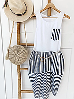 Классное женское летнее платье с полоской на юбке и кармане "Laura"-размер с 42 до 48