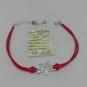 Срібний браслет: червона нитка з підвіскою ''Хлопчик''