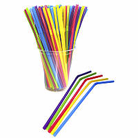 Трубочки разноцветные с коленом 21 см - 200шт/уп