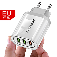 Сетевое зарядное устройство с быстрой зарядкой USB 3 port Quick Charge 3.0 CX32443 Белый