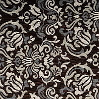 Ткань для оббивки мебели шенилл с классическим узором Регент (Regent) шоколадного цвета