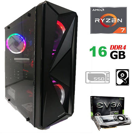 Xigmatek Mach III / AMD Ryzen™ 7 2700 (8 (16) ядер за 3.20 - 4.1 GHz) / 16 GB DDR4 / 240 GB SSD NEW+1000 GB HDD / БЖ Chieftec 600W / GeForce GTX 1070, фото 2