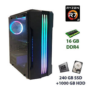 Case 1stPlayer R3-A-R1 Midi-Tower / AMD Ryzen 7 2700X (8 (16) ядер по 3.7 - 4.3 GHz) / 16 GB DDR4 / 240 GB, фото 1