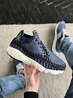 Nike Footscape Woven модные кроссы для мужчин. Найк Футскейп Вовен Мужские кроссовки синие с белой подошвой Текстиль, 42