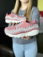 Модные кроссы Nike Footscape Woven. Кроссовки женские розовые с серыми вставками Найк Футскейп Вовен 37